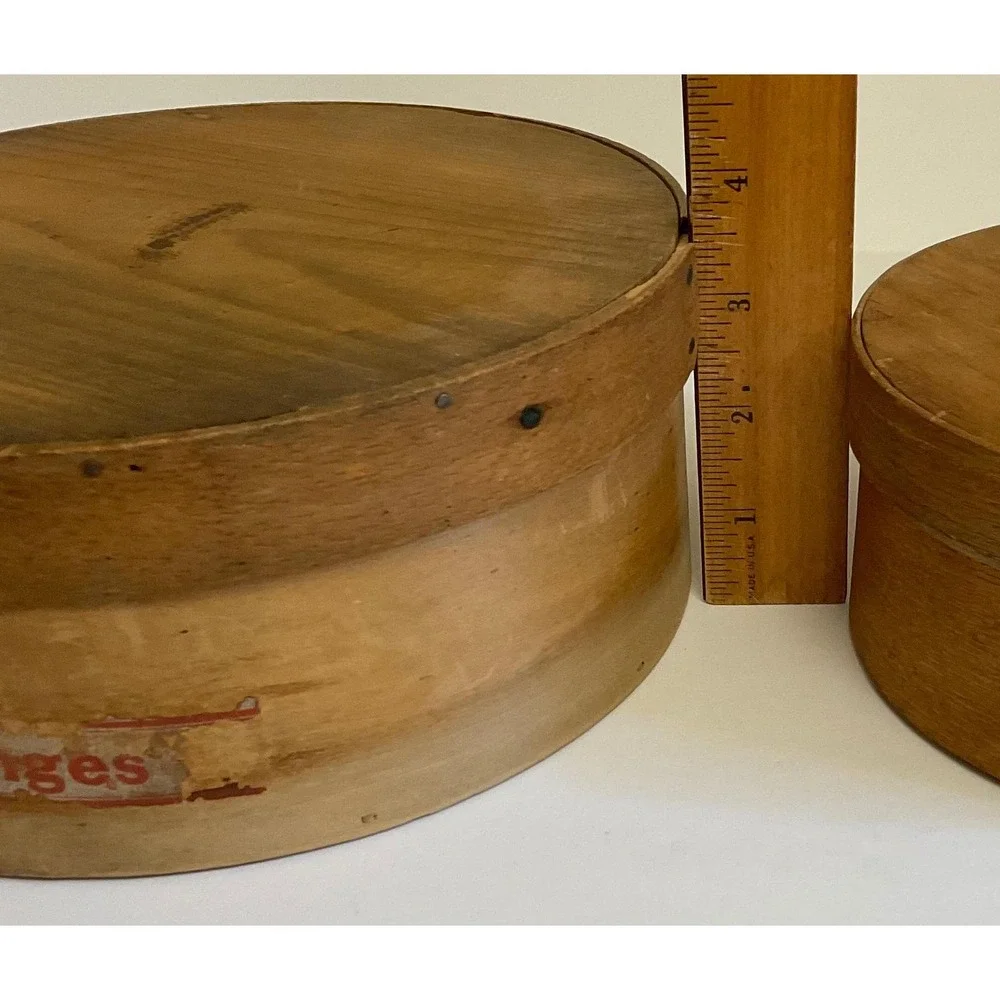 Antique Wooden Pantry Boxes Stackable Nesting Sweet Oranges Label Set of 2